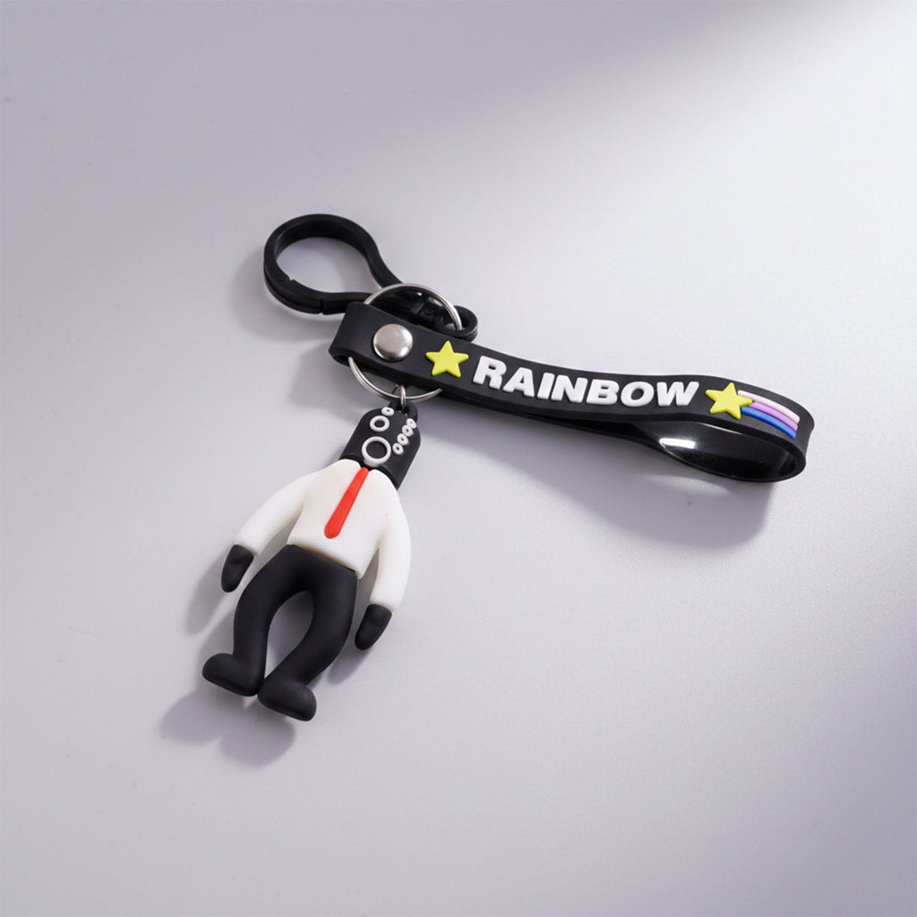 Colorful cartoon man keychain charm for keys and bags