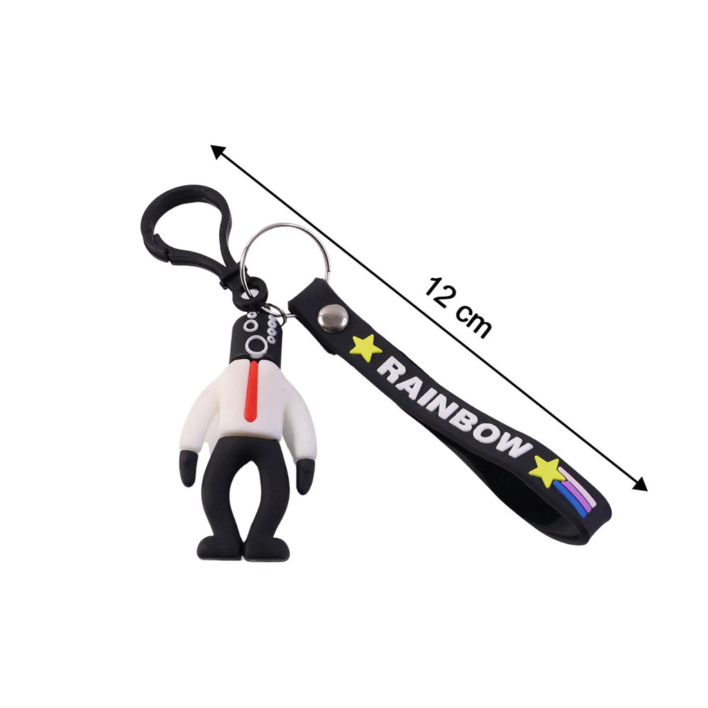 Size reference image of cartoon man keychain showing compact design