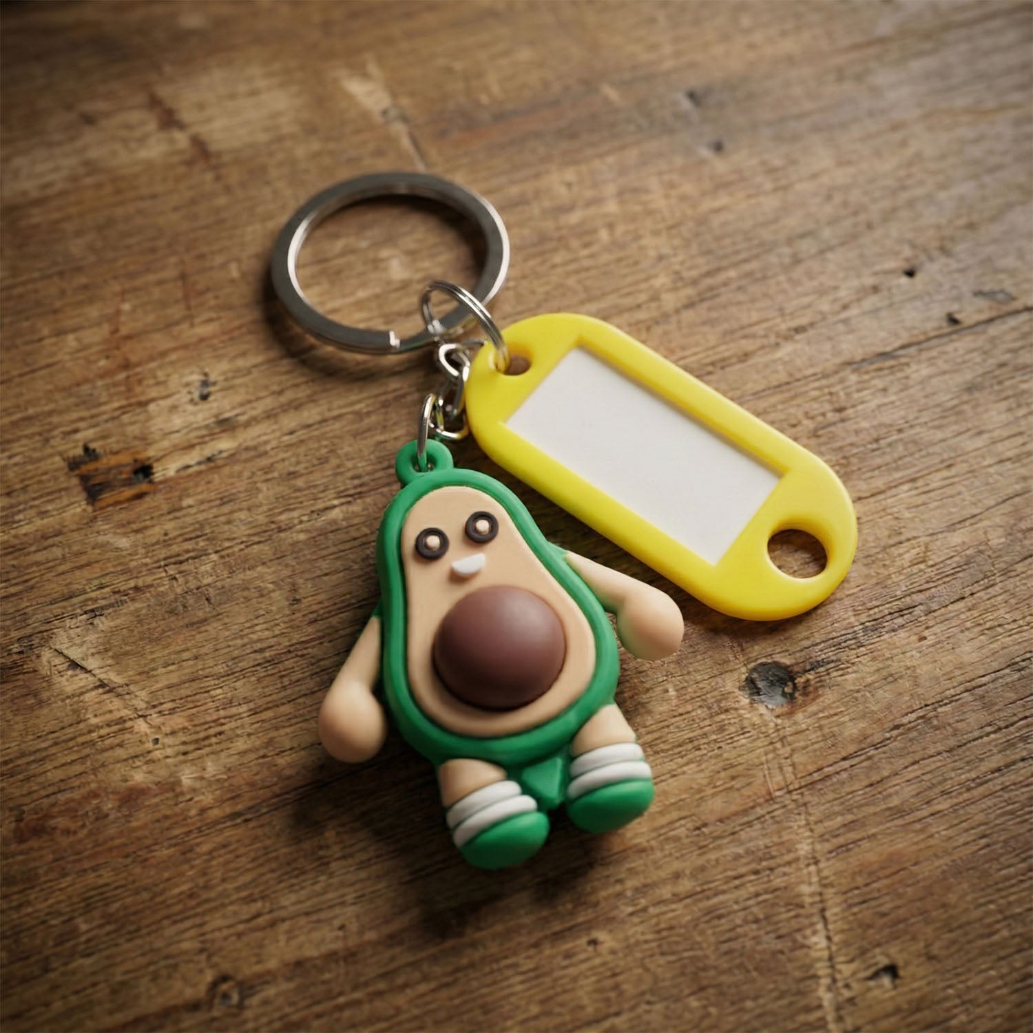 Close-up of avocado shaped keychain for daily use