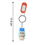 Size chart for cartoon baby character keychain showing length and width dimensions.