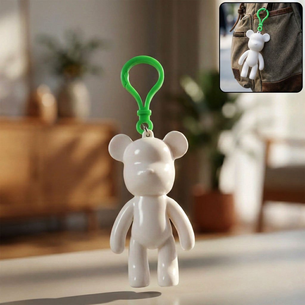 Bear shape decorative keychain with hook clip attached to keys