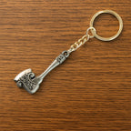 Stylish metal keychain with axe design, suitable for car and bike keys