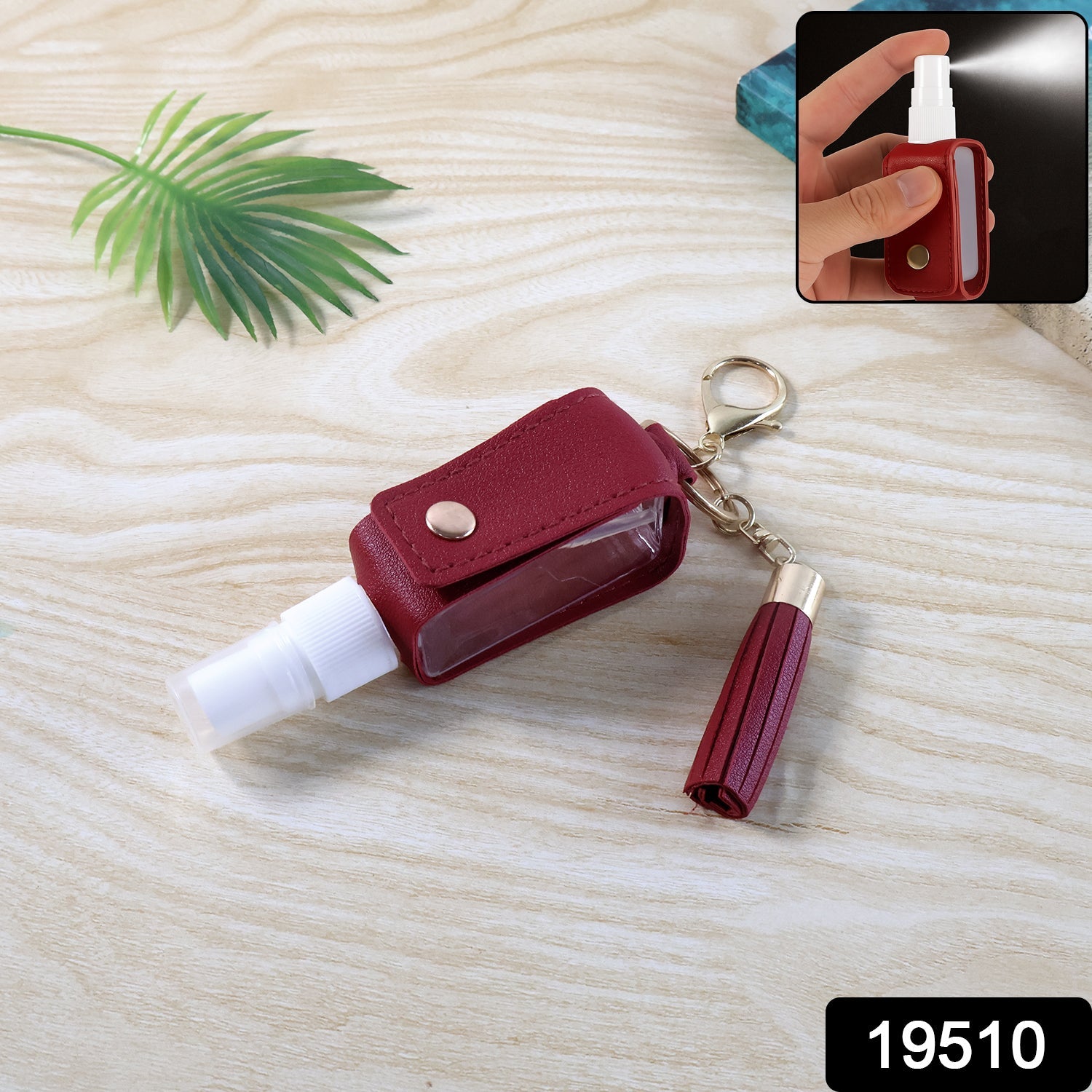 Portable hand sanitizer holder keychain with refillable transparent bottle and tassel