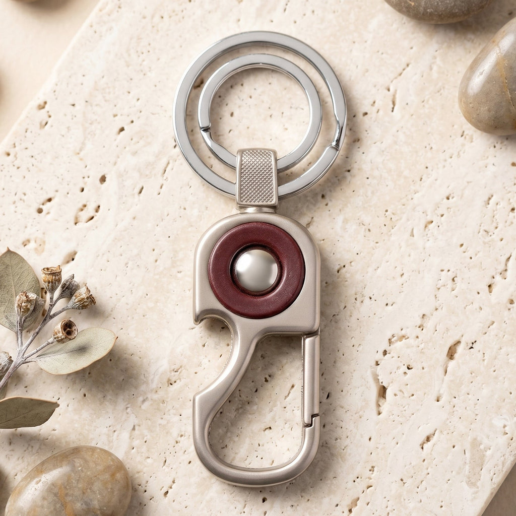 Secure lock carabiner key holder made from high-quality metal.