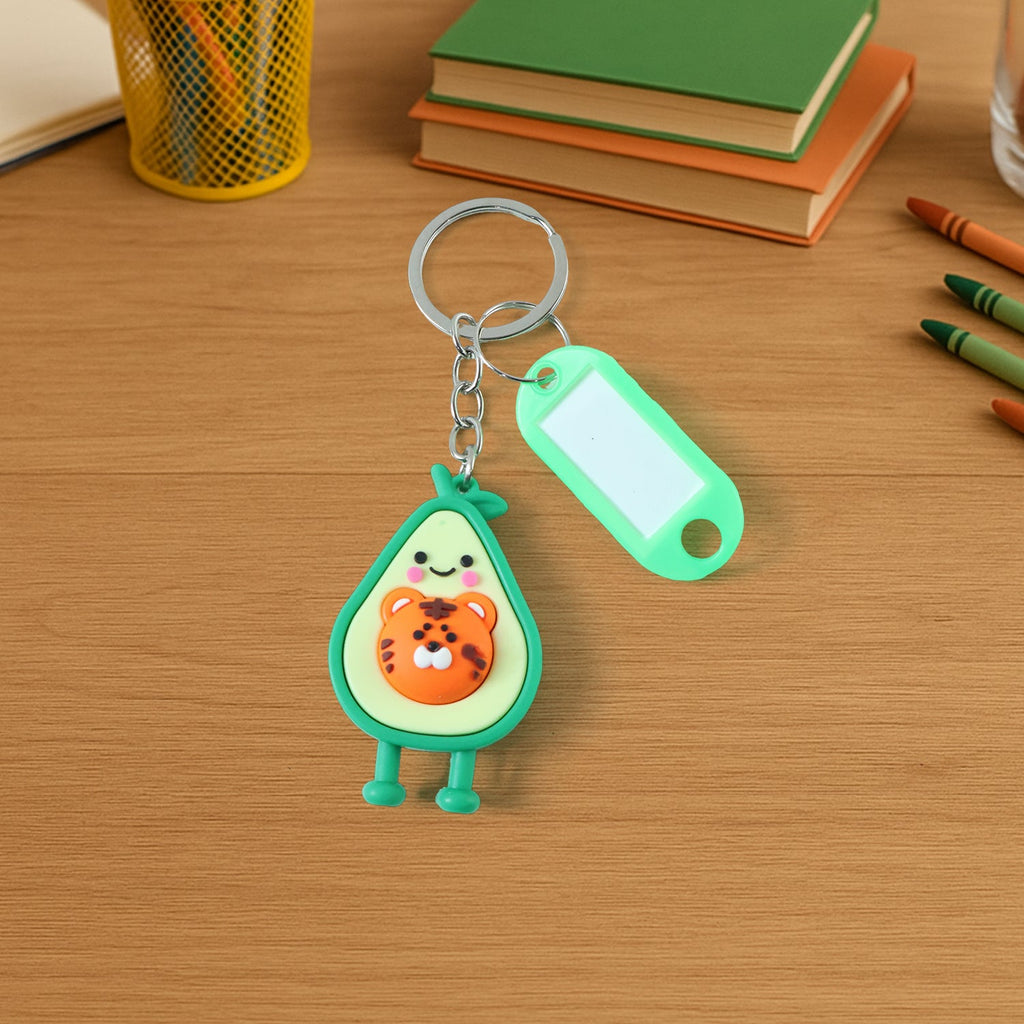 Decorative cartoon keychain with strong metal key ring attachment