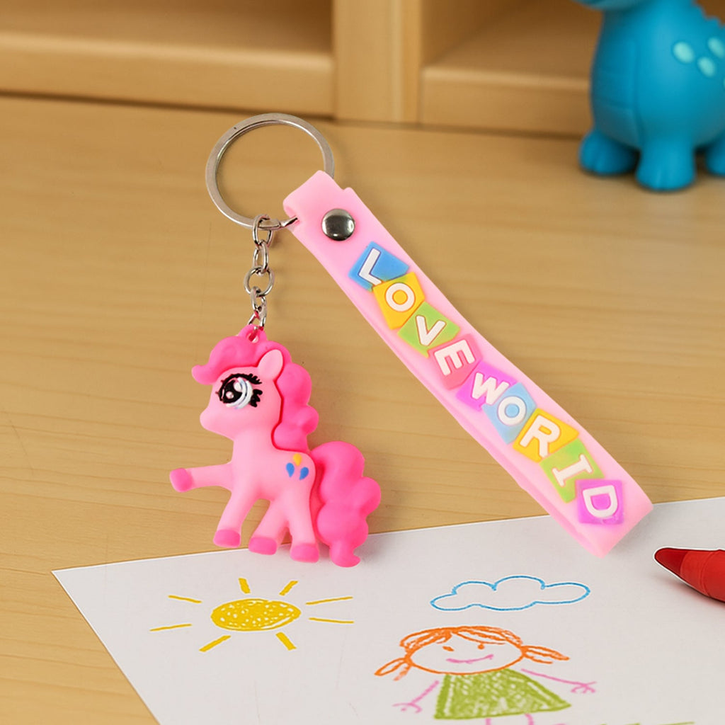 Cartoon silicone keychain with a prominent 3D character, ideal as a kids bag charm.