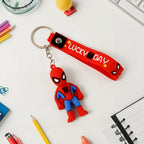 Cartoon silicone keychain attached to a bag, demonstrating its use as a stylish accessory.
