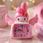 Kids pink cartoon bunny table clock in fun car design