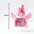 Adorable pink bunny desk clock with wheels for kids