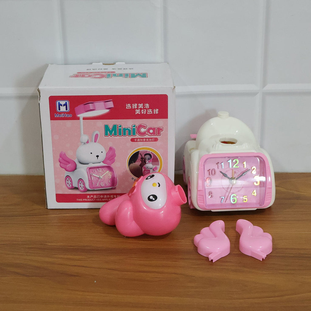 Decorative pink cartoon bunny alarm clock for children’s room