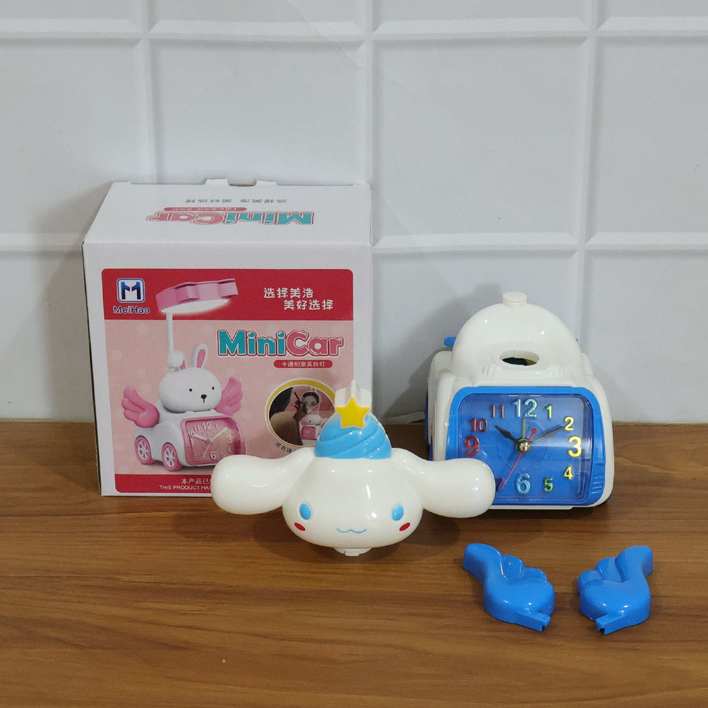 Whimsical cartoon bunny desk alarm clock for kids' room