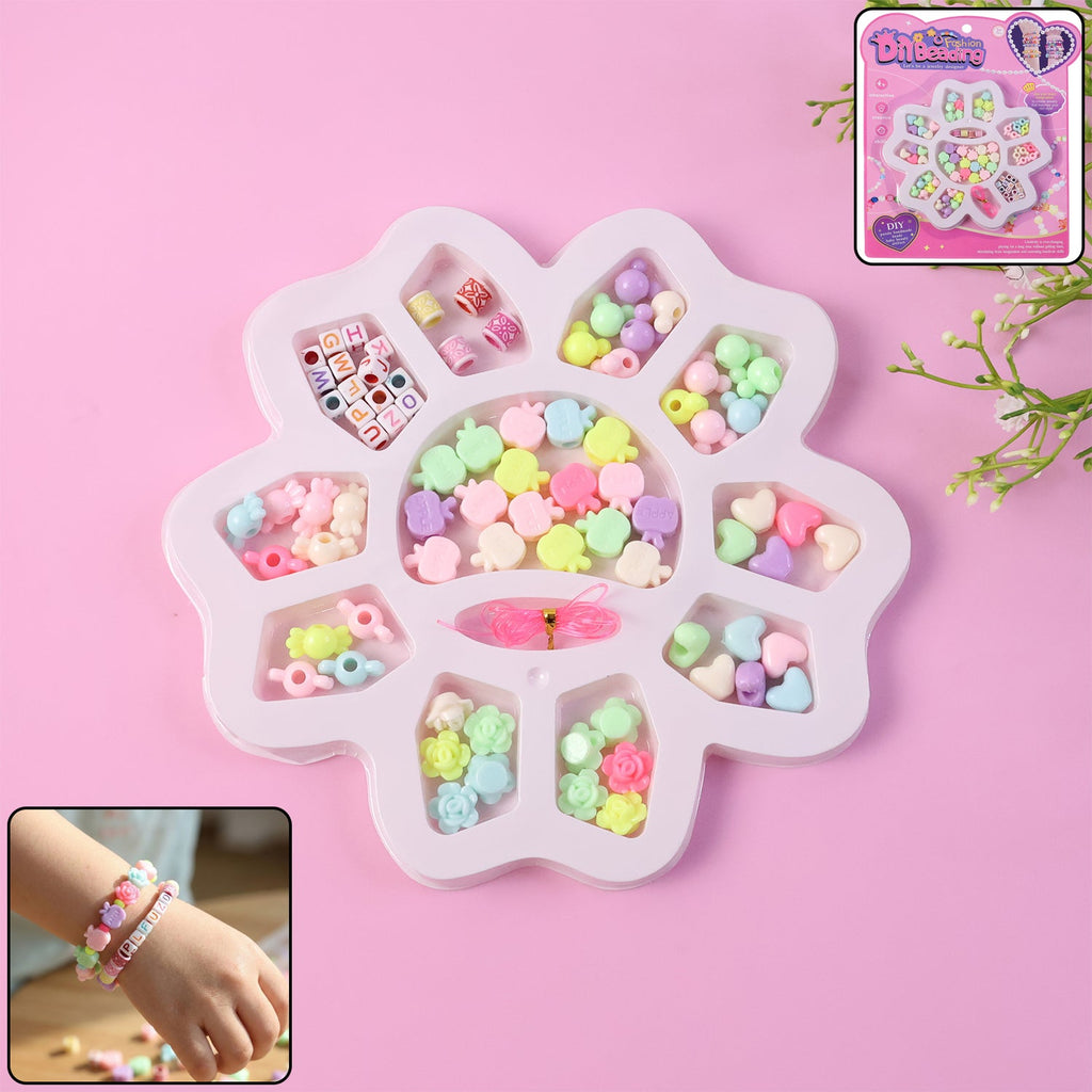 DIY beading jewellery making kit with colorful beads for kids