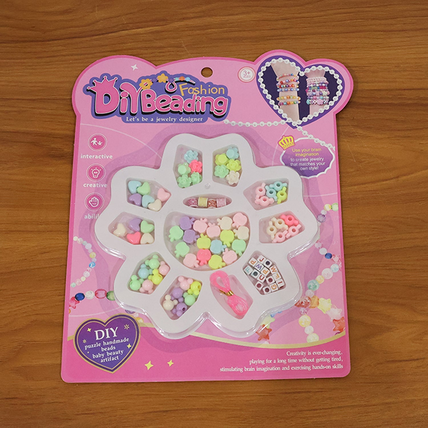 Complete creative kids jewellery making kit with elastic thread and charms