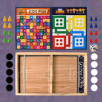 3-in-1 wooden board game set featuring Ludo, Snakes & Ladders on a durable wooden board