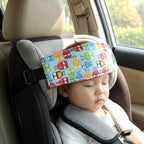 Side view of soft padded baby car seat head support strap