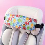 Adjustable strap for baby head support during car seat or stroller use