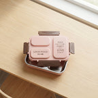Top view of leak-proof stainless steel lunch box with three compartments