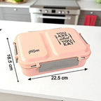 Dimension chart showing length 25 cm, width 18 cm, and height 7 cm of lunch box
