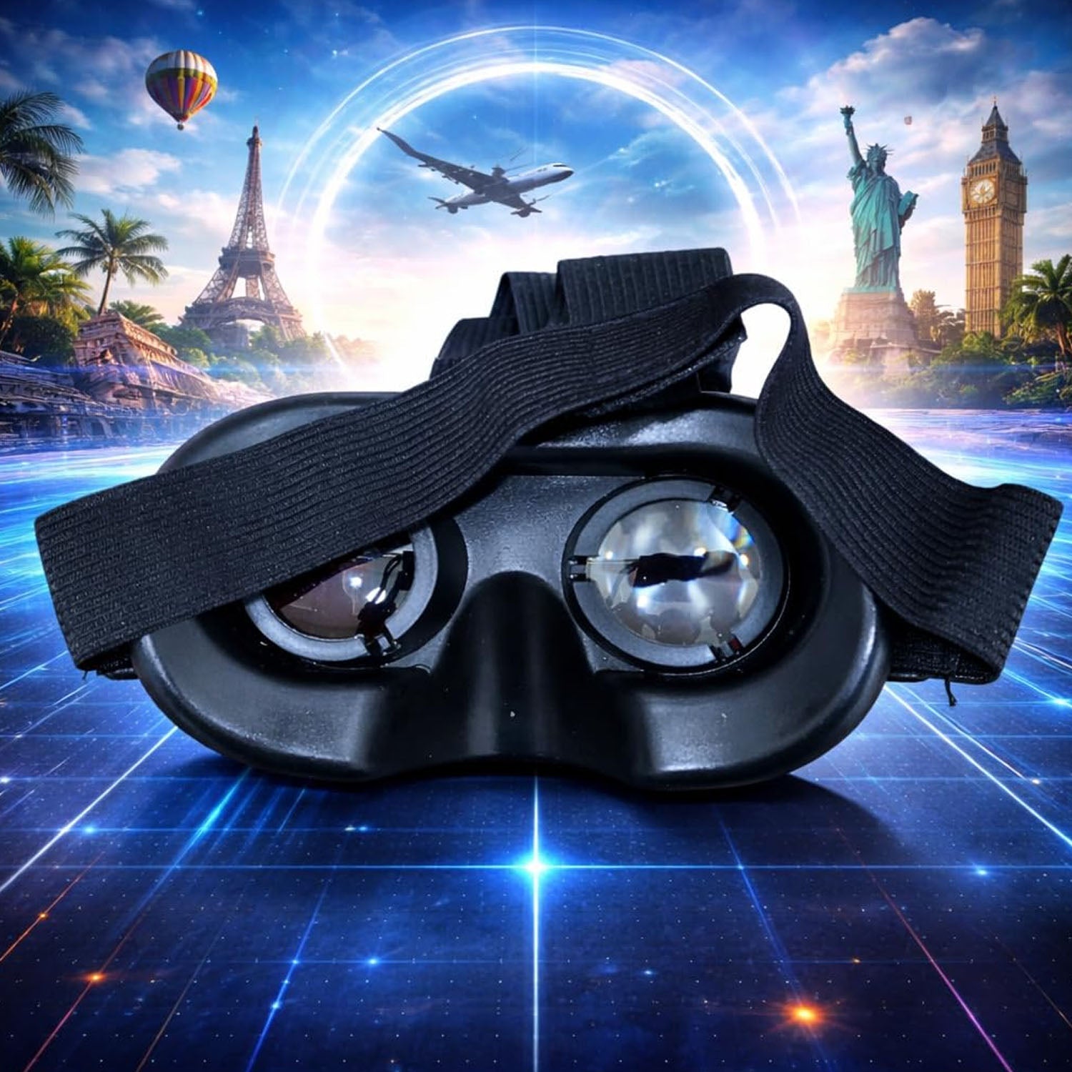 Side angle view of VR Box headset with enclosed light-blocking design