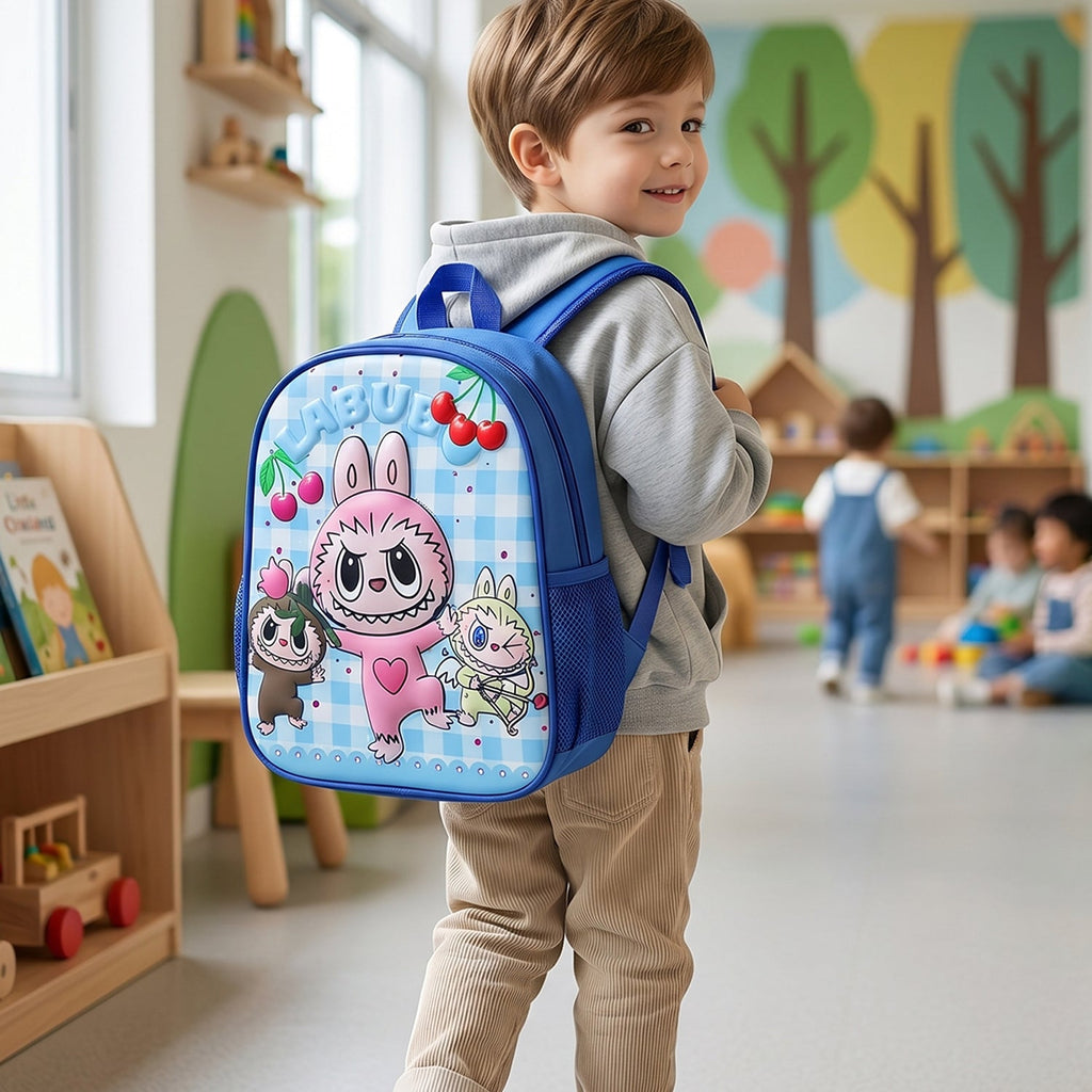 Cartoon print kids school backpack for preschoolers, 12 inch lightweight design