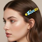 Snap hair clips with adorable Kiss text for trendy hairstyles