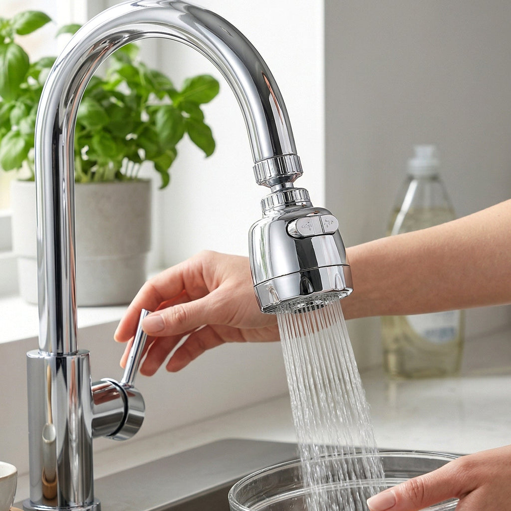 Kitchen faucet rotating aerator attachment for efficient water flow