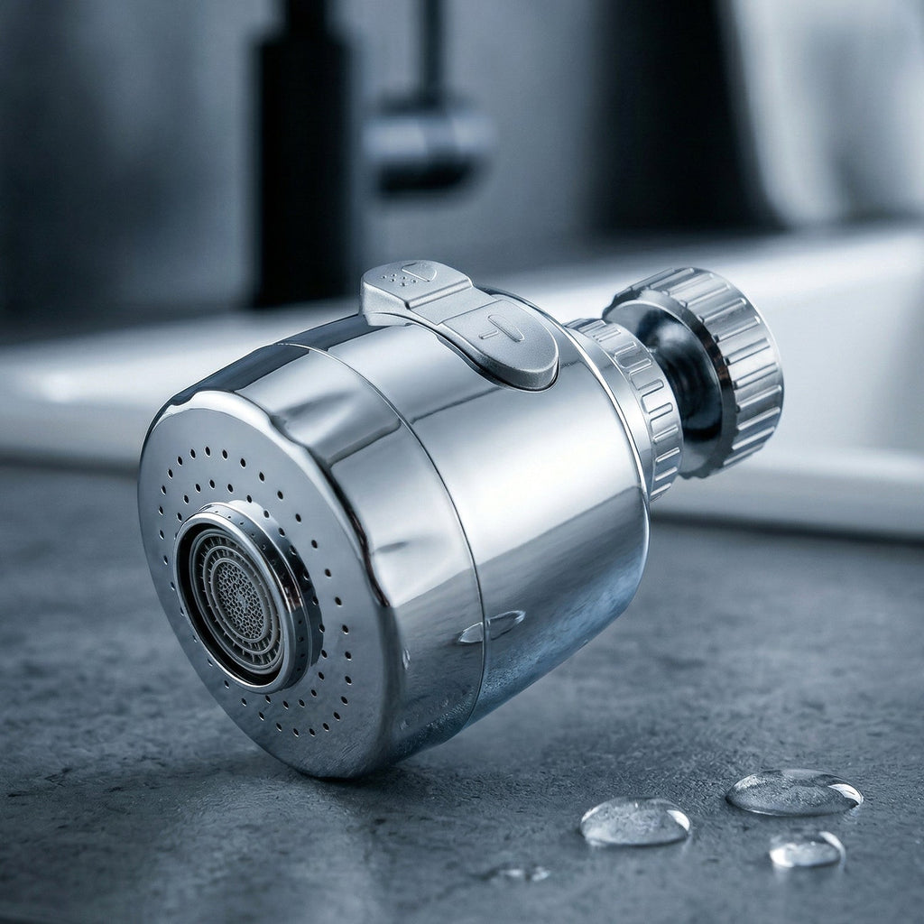 Kitchen tap water aerator with 360° rotation and dual flow modes