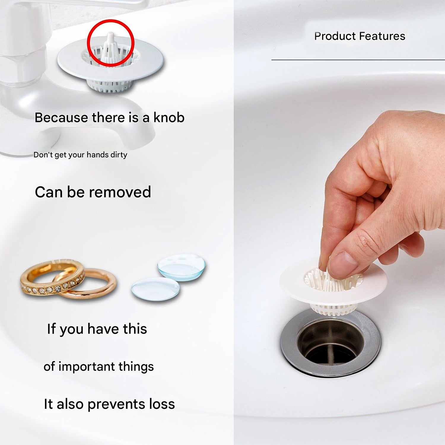 Plastic hair catcher basket for preventing sink drain clogs