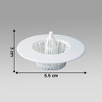 Reusable sink drain hair catcher filter in use in kitchen sink