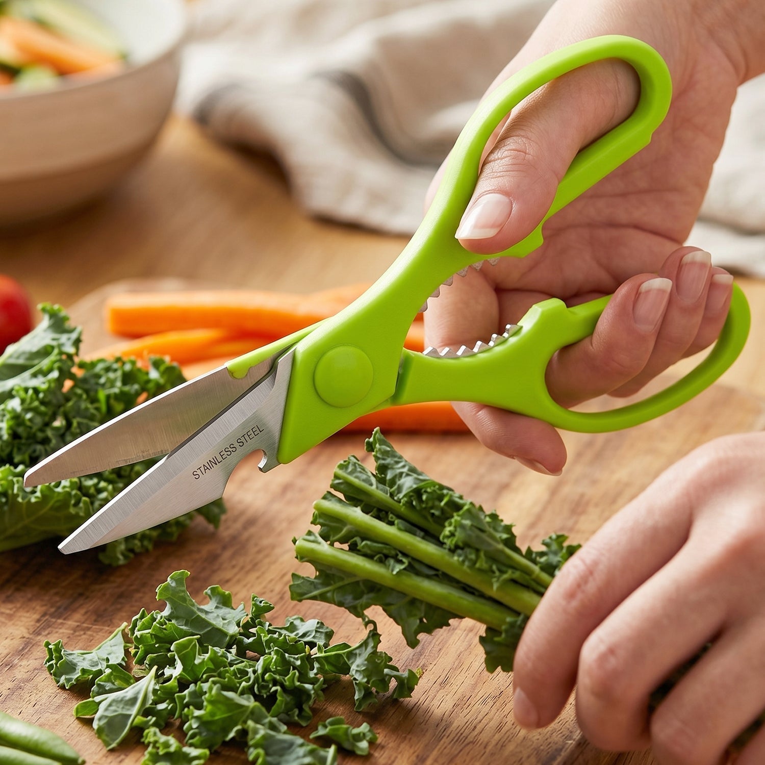 Compact 3-piece kitchen tool set displayed on a modern kitchen countertop, ready for use.