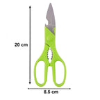 Stainless steel kitchen knife from the Quickslice set, shown slicing vegetables with precision.