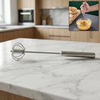 Stainless steel rotary whisk for efficient kitchen mixing