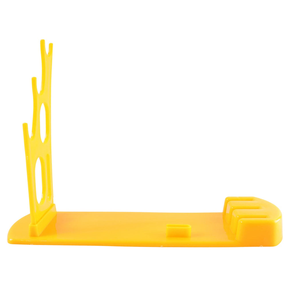 Close-up of the plastic kitchen knife stand's wide base, illustrating its stable support.