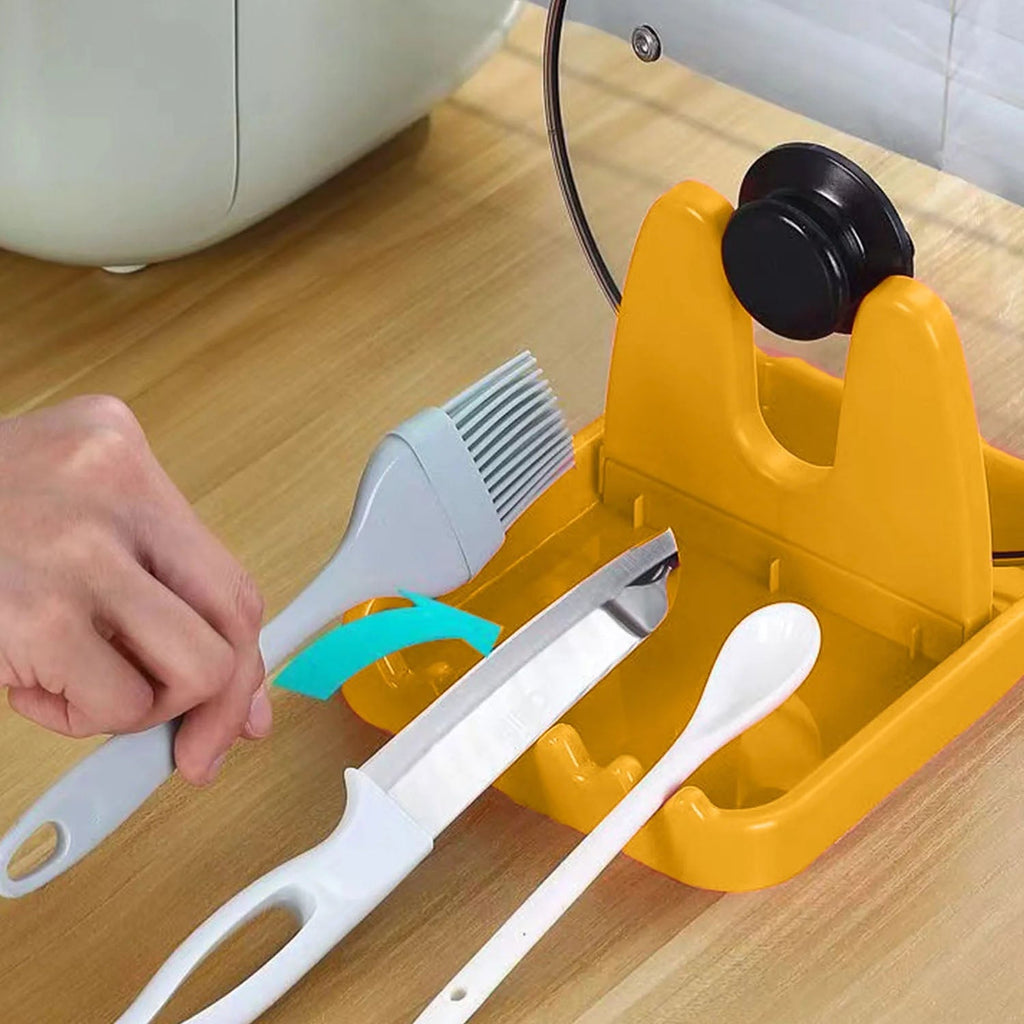 Spatula placed securely in the kitchen utensil holder stand