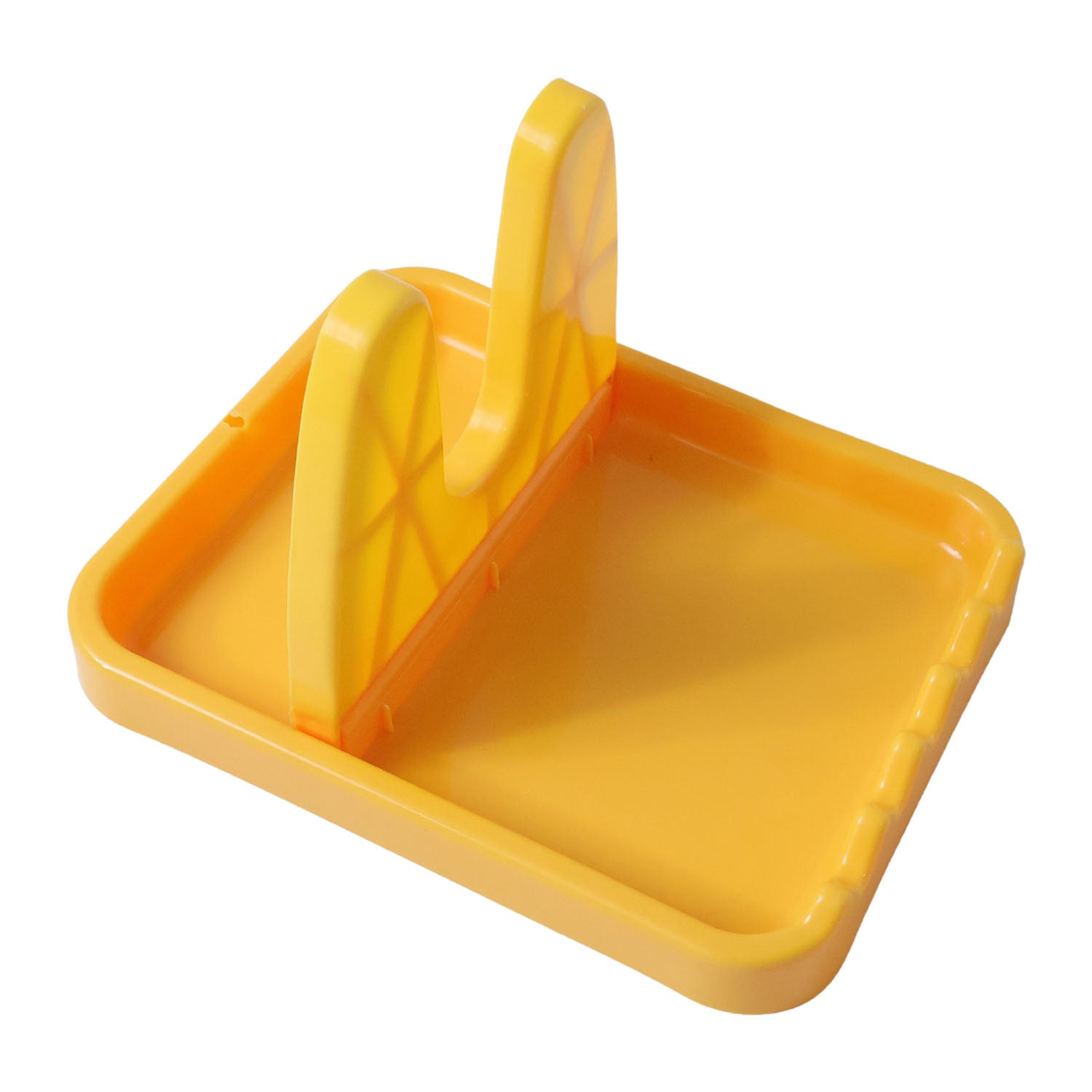 Utensil and kitchen lid organizer stand in modern kitchen setting