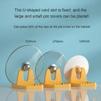Utensil and lid holder stand angled view showing compact size
