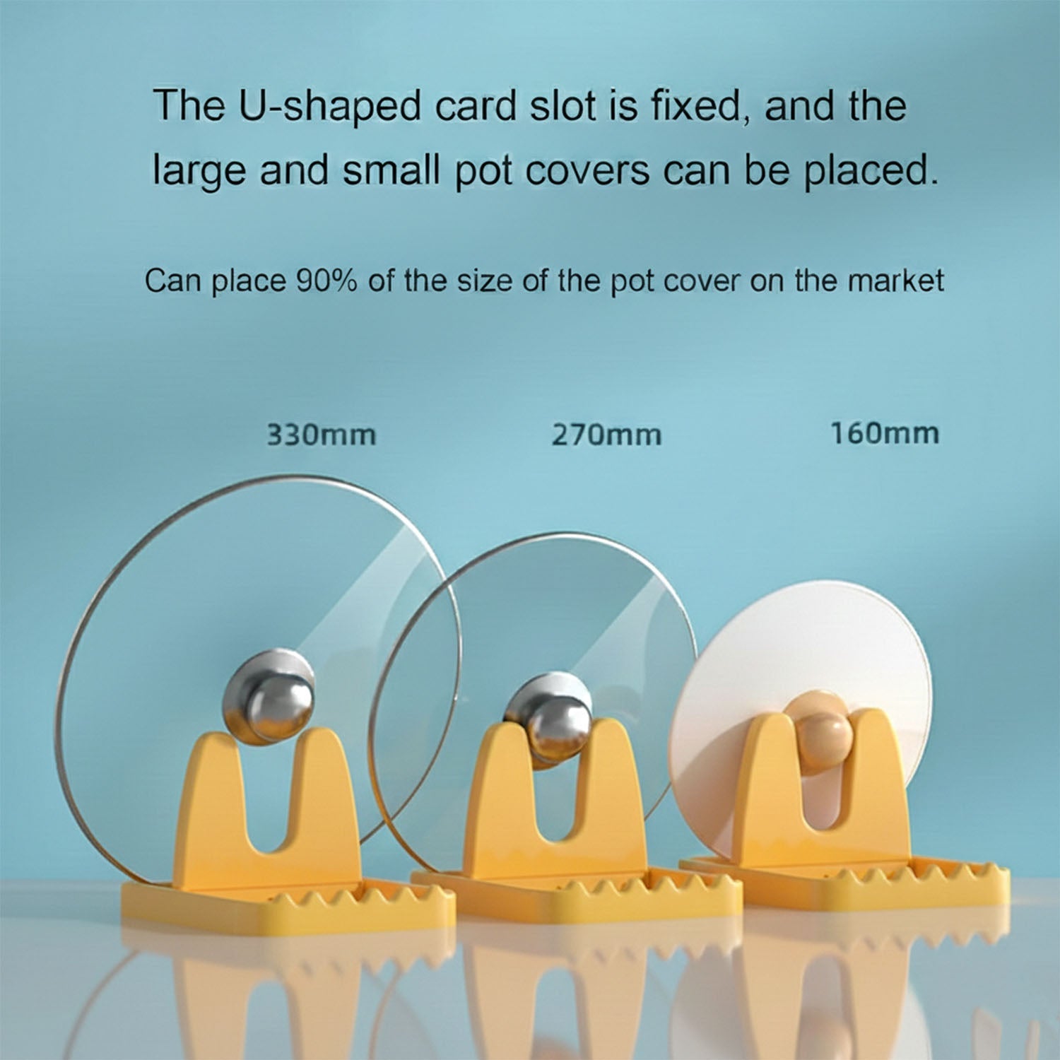 Utensil and lid holder stand angled view showing compact size