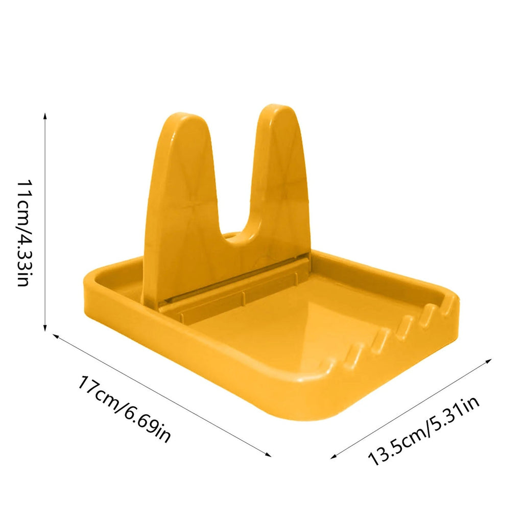 Size dimensions graphic of kitchen lid and spoon holder stand