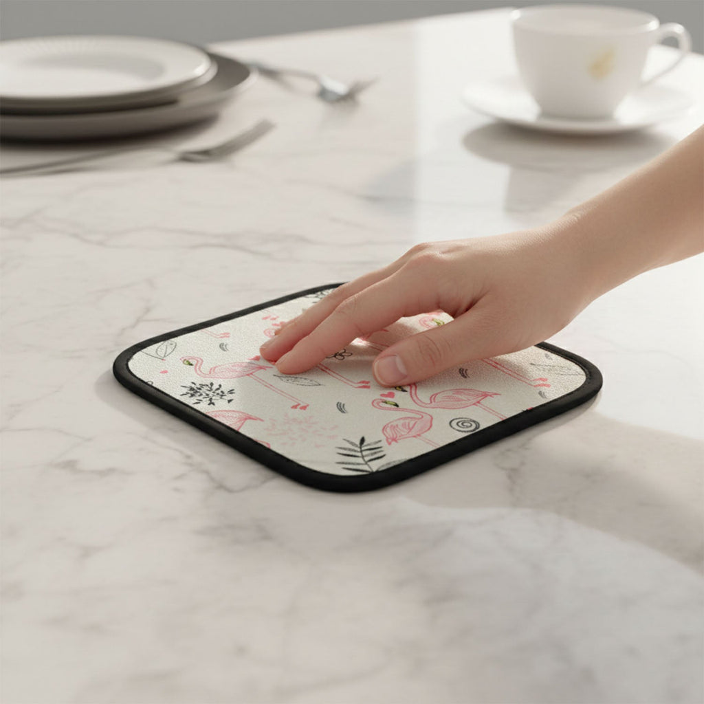 Printed square kitchen pot holder mat adding stylish kitchen decor