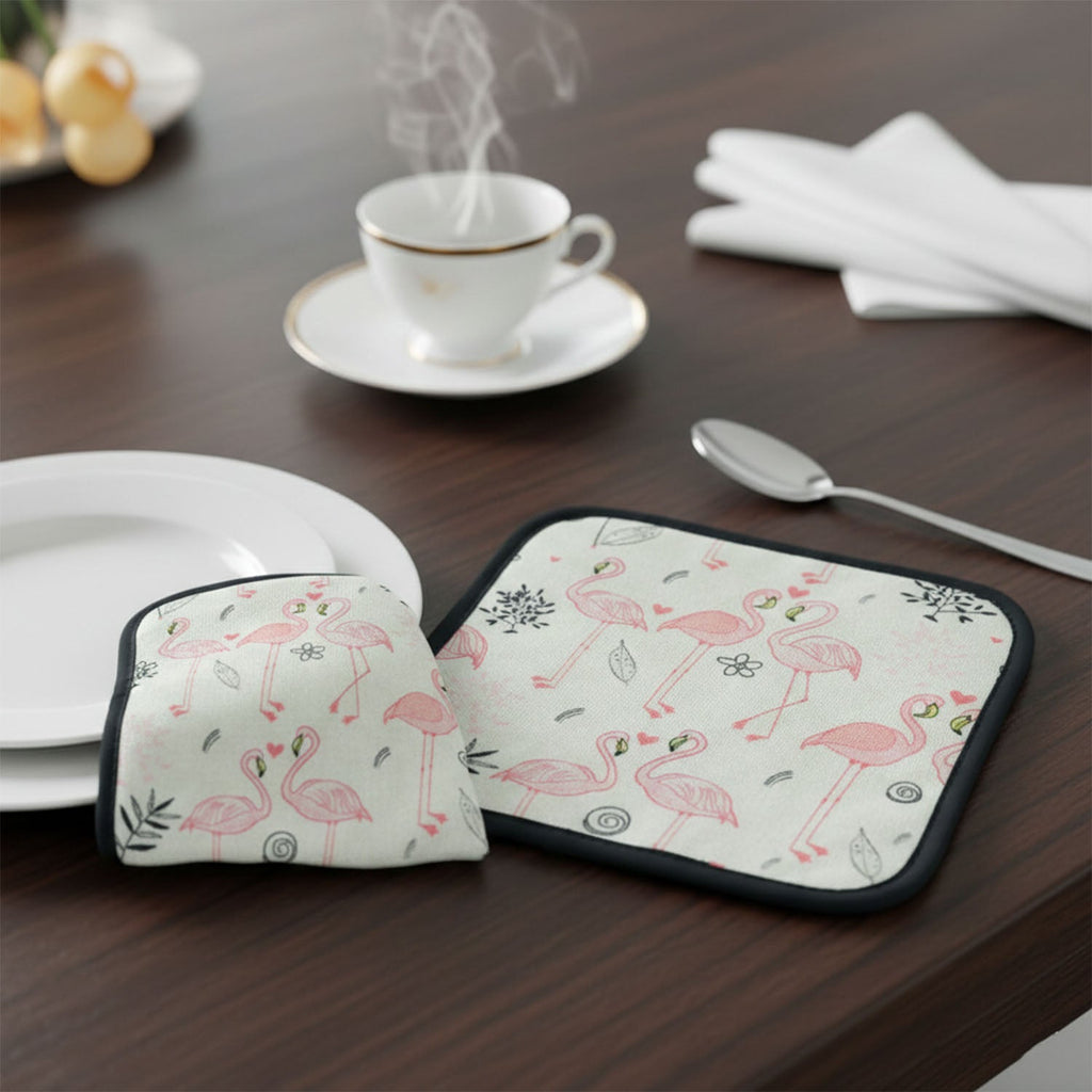 Close-up view of printed heat resistant pot holder mat texture