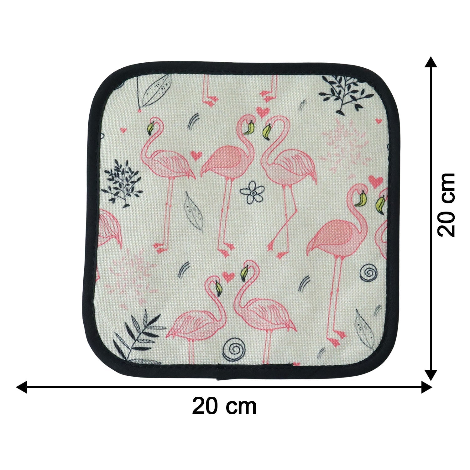 Printed heat resistant pot holder mat with size guide illustration