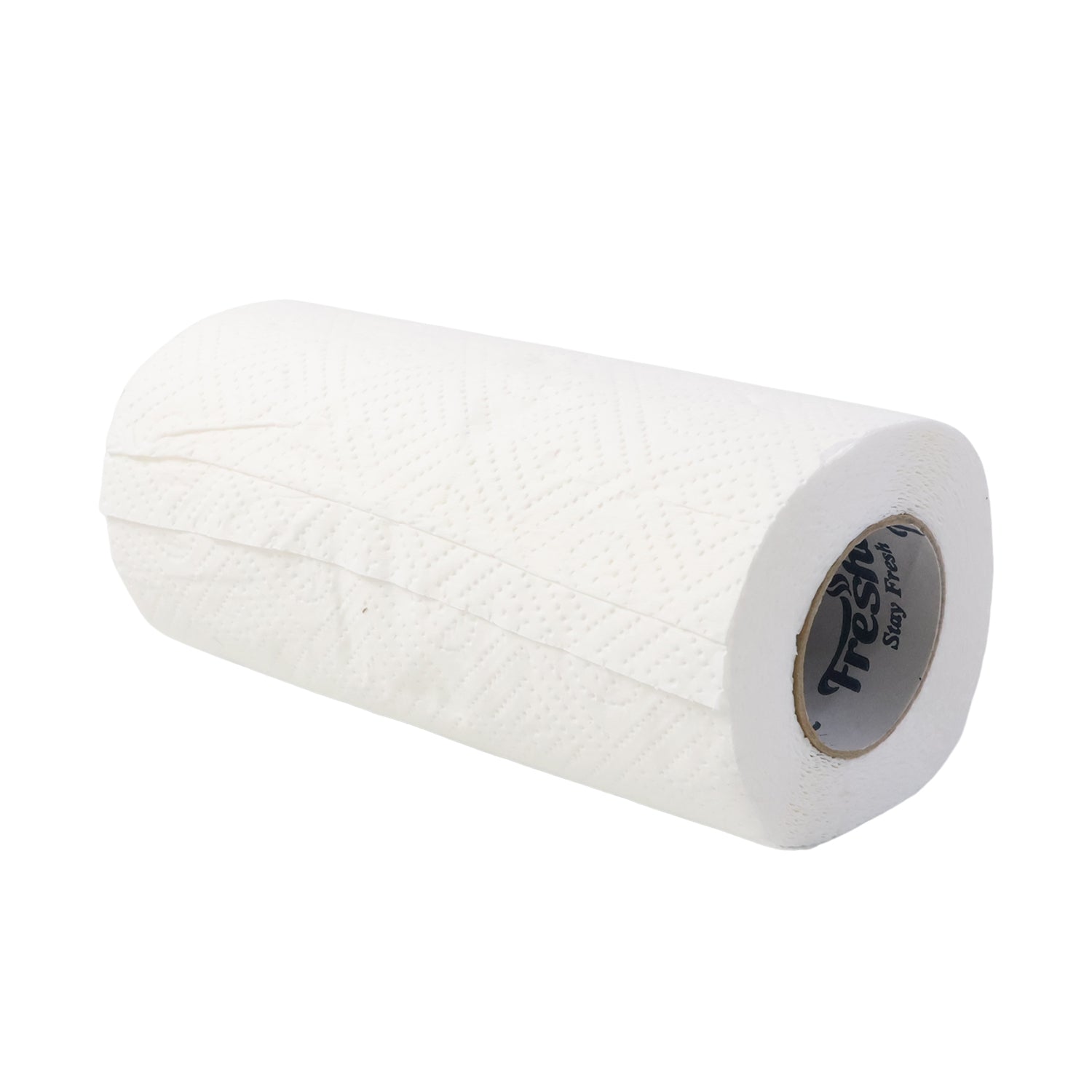 White kitchen paper towel roll used for cleaning kitchen surfaces