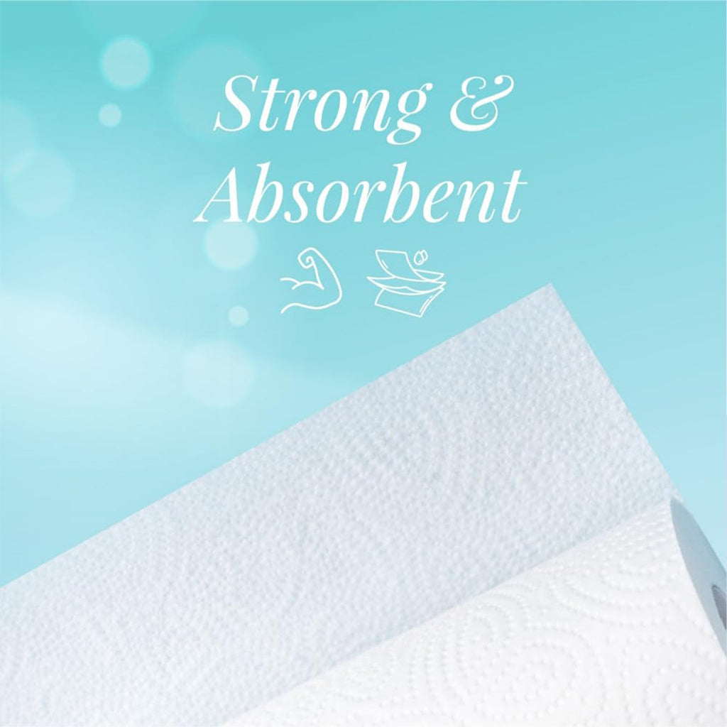Perforated sheets on Freshee kitchen paper towel roll for easy tear-off