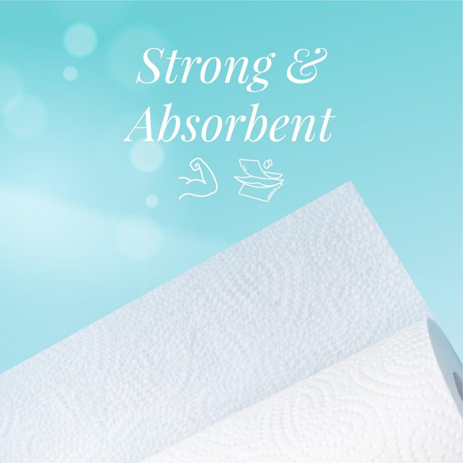 Perforated sheets on Freshee kitchen paper towel roll for easy tear-off