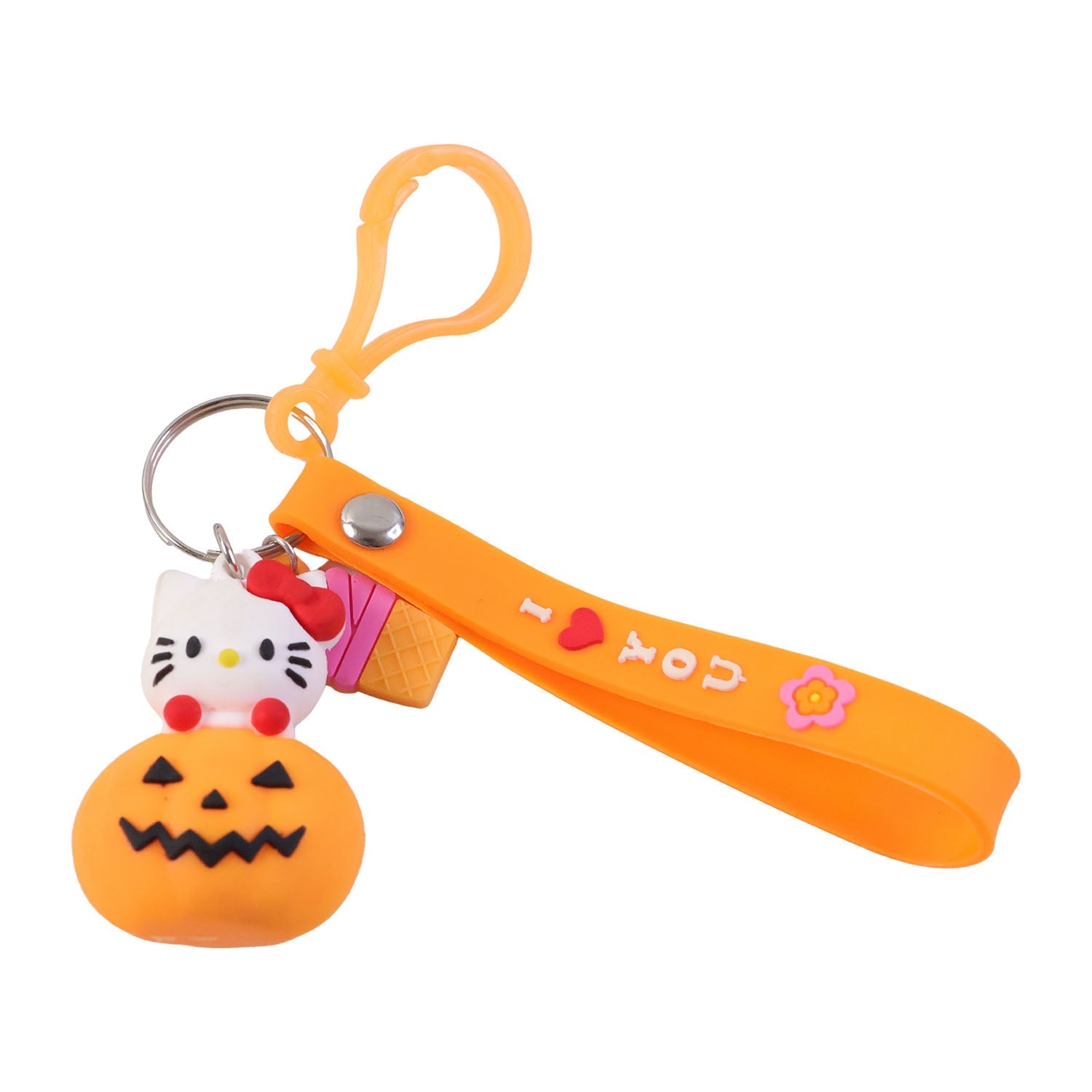 Decorative pumpkin cat key holder with strap