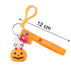 Cute novelty cat pumpkin key ring showing size