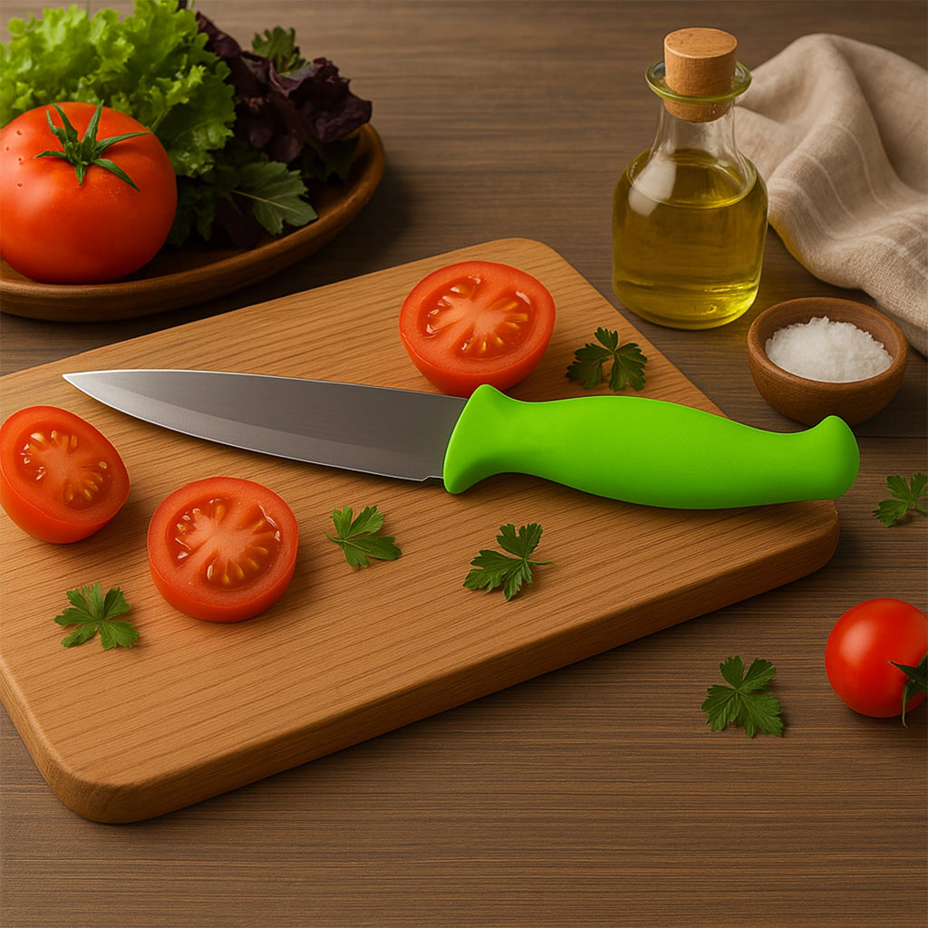 Side view showing balanced design of multipurpose kitchen knife