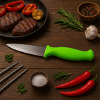 Close-up of stainless steel multipurpose kitchen knife blade