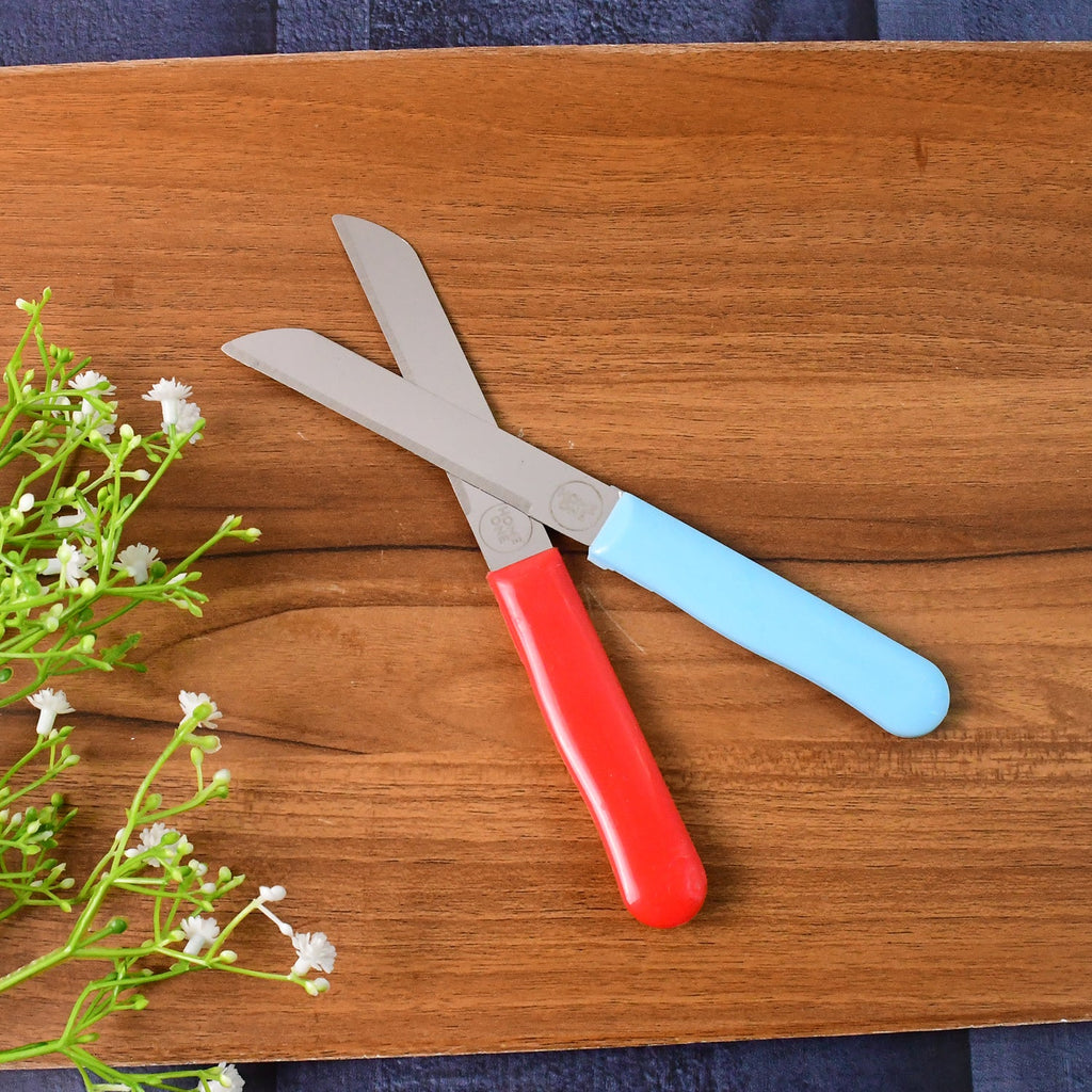 10-piece kitchen knife set featuring stainless steel blades and color coded handles
