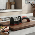 3 stage kitchen knife sharpener with ergonomic handle for easy sharpening